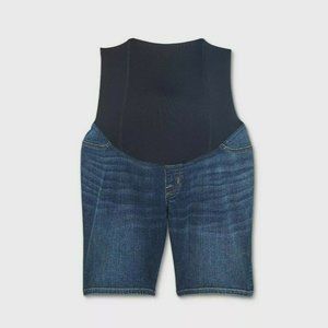 Crossover Panel Bermuda Maternity Jean Shorts Isabel Maternity by Ingrid & Isabe